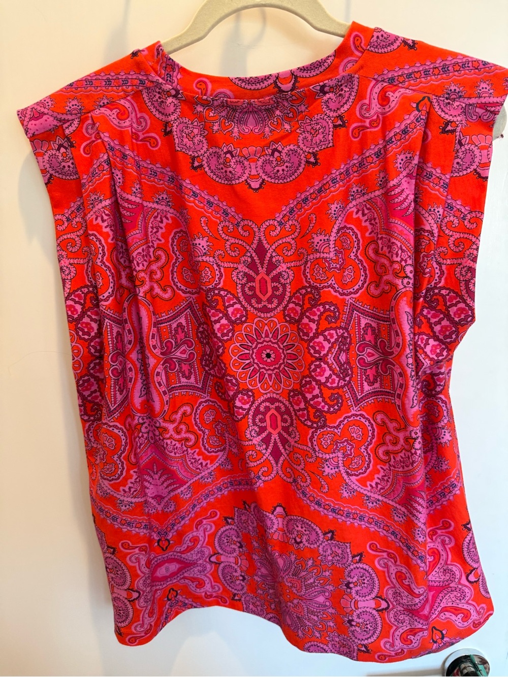 FARM Rio Red Paisley Scarf Shoulder Pad Blouse - Picture 3 of 4